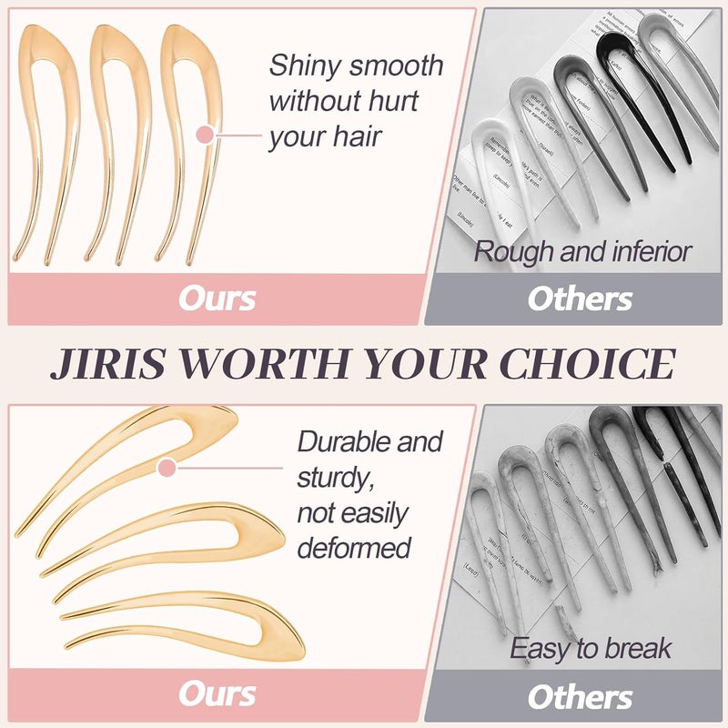 JIRIS 2PCS 5Inch French Hair Pins Large U-Shaped Pins for Women and Girls Fashion Metal Hair Pin French Twist Hair Pins for Buns, Updos,Stylish and Functional(set6-gold) - Image 3